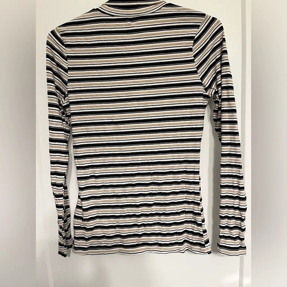 Striped ribbed turtleneck black tan white size small NWOT - Picture 7 of 10